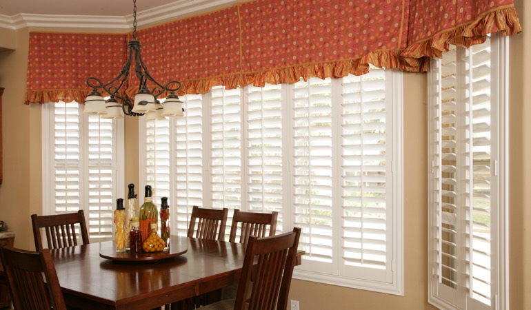 White shutters in Miami dining room.